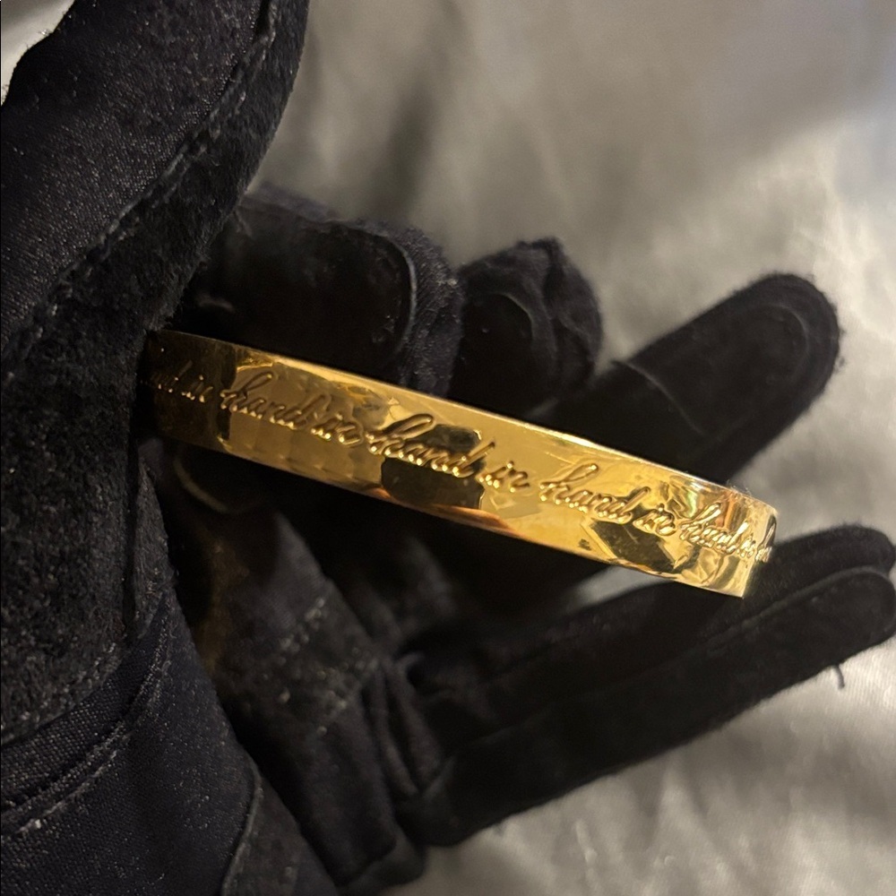 Gold Engraved Bangle “there is strength in numbers” & “hand in hand” Kate spade